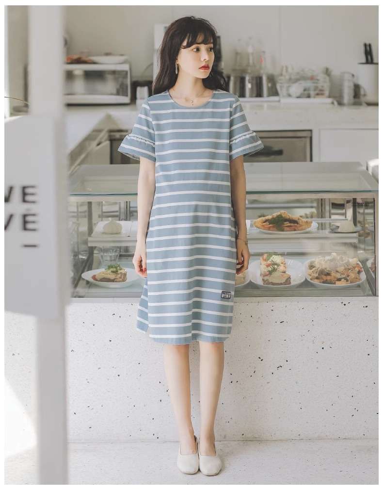 ゆったりシルエットボーダーワンピース ボーダー服