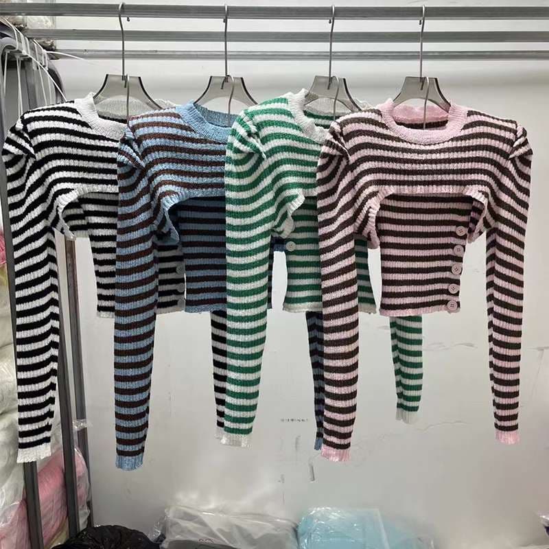 個性的切り替えデザインボーダーニット ボーダー服