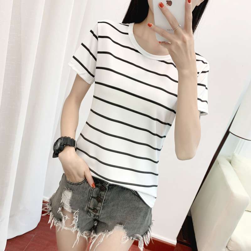 シンプルボーダー半袖カットソー ボーダー服