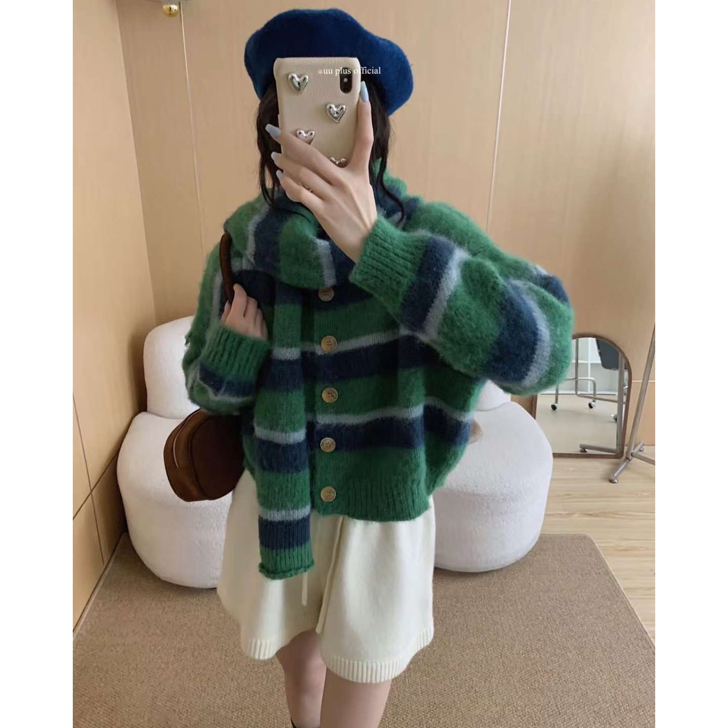 ゆったりボーダーニットカーディガン ボーダー服