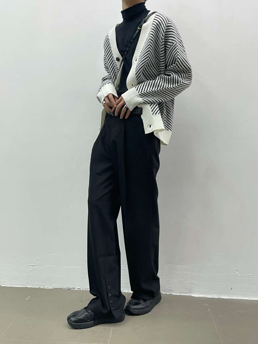 斜めライン柄シンプルカーディガン ボーダー服