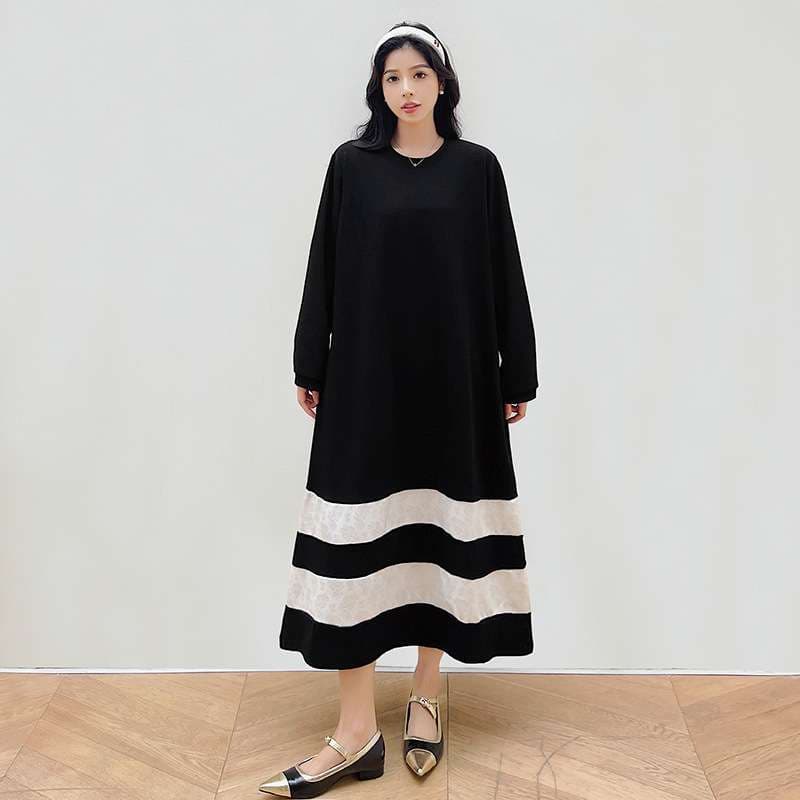 ゆったりボーダー切替ワンピース ボーダー服