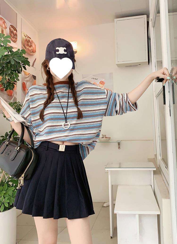 ゆったりシルエット ボーダーロンT ボーダー服