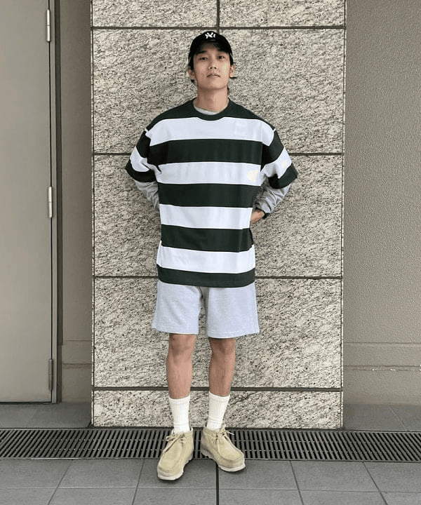 ゆったりワイドボーダーTシャツ ボーダー服
