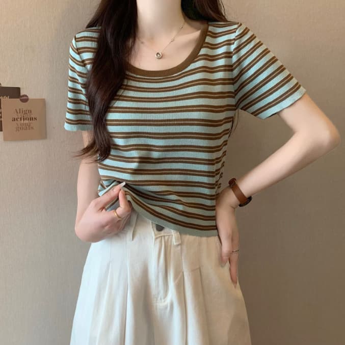 ボーダー服 Tシャツ レディース ボーダー柄 半袖Tシャツ 柔らか素材 春夏