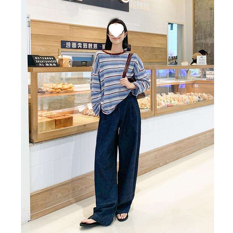 ゆったりシルエット ボーダーロンT ボーダー服