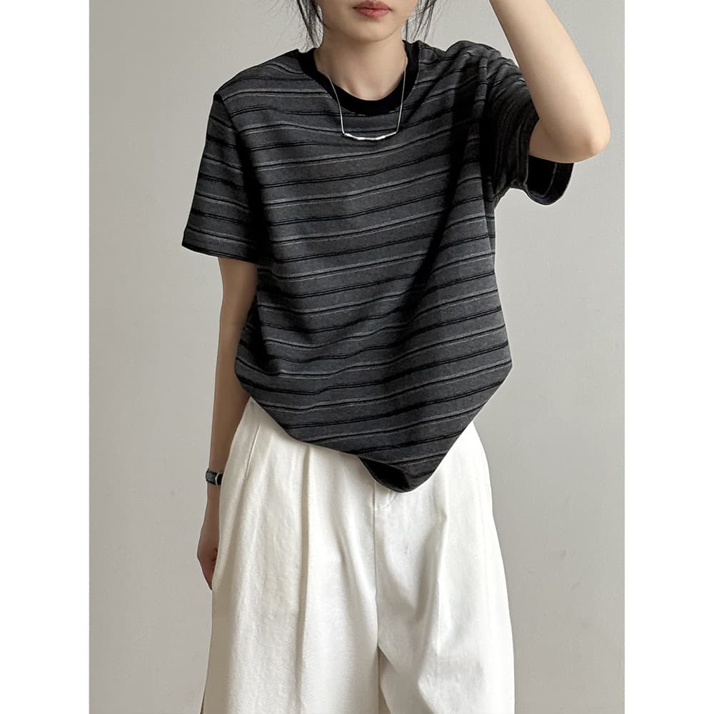 ボーダー 洗練ボーダーリラックスTシャツ