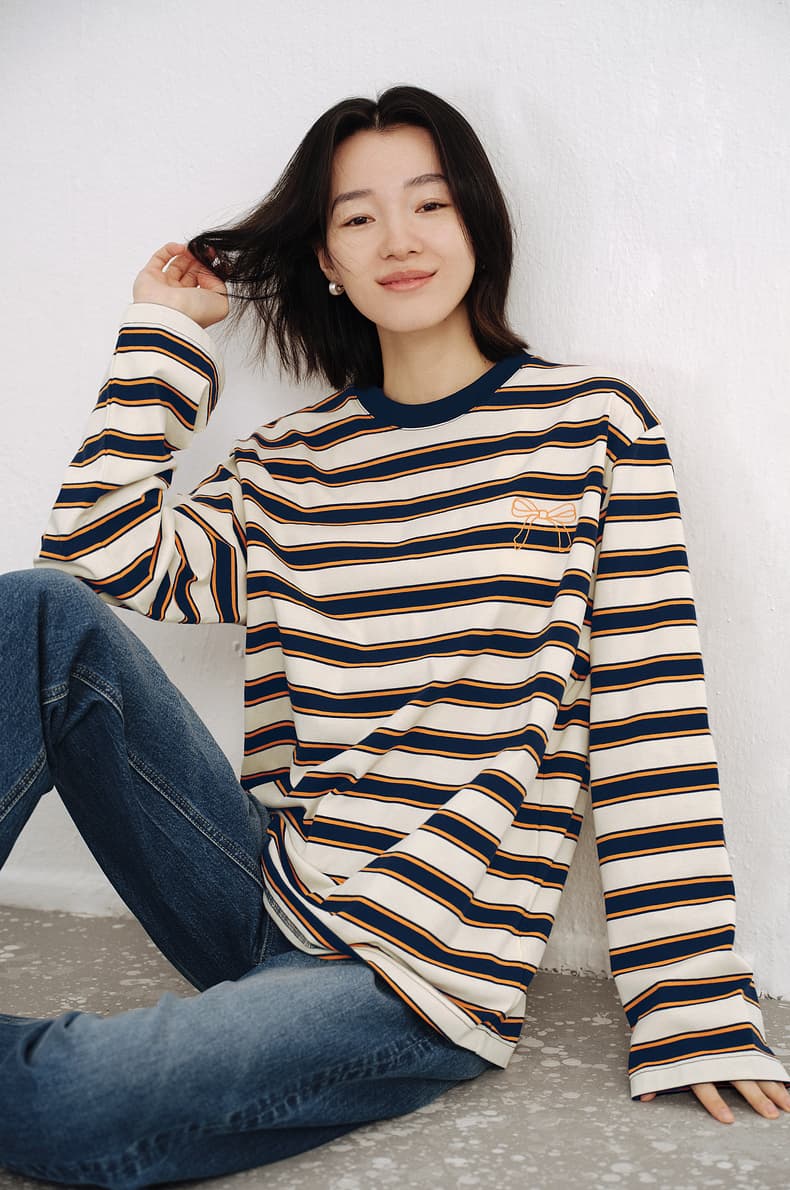 ボーダー服 のびのびボーダーロンティー