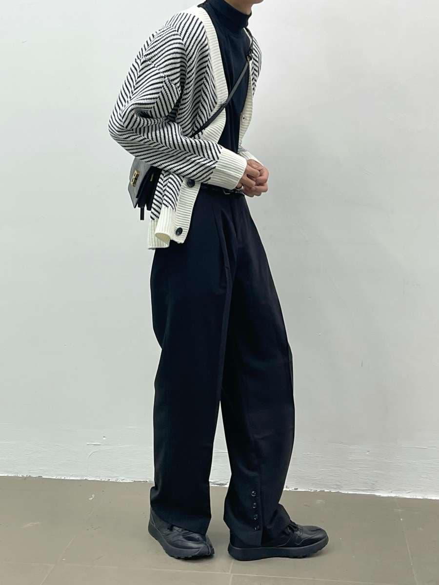 斜めライン柄シンプルカーディガン ボーダー服