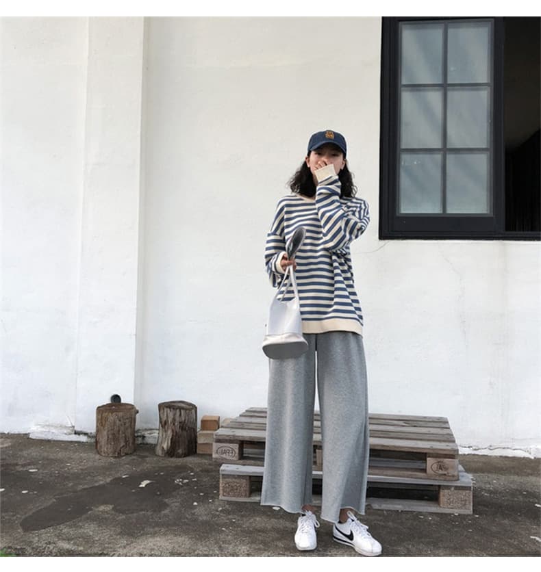 ボーダー服 レディース ボーダー 長袖 プルオーバー カットソー 黒ブルー