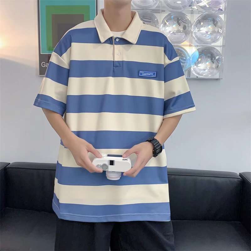 オーバーサイズ ボーダー ポロシャツ ボーダー服