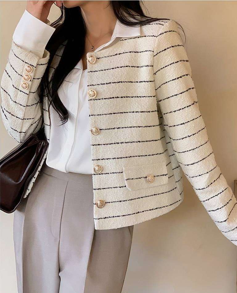 上品ボーダーカーディガン ボーダー服