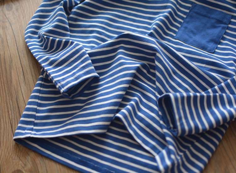 爽やかマリンスタイル ポケット付きボーダーカットソー ボーダー服