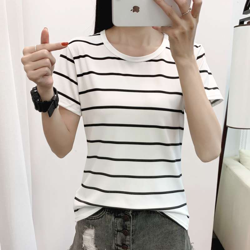 シンプルボーダー半袖カットソー ボーダー服