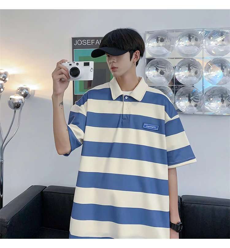 オーバーサイズ ボーダー ポロシャツ ボーダー服