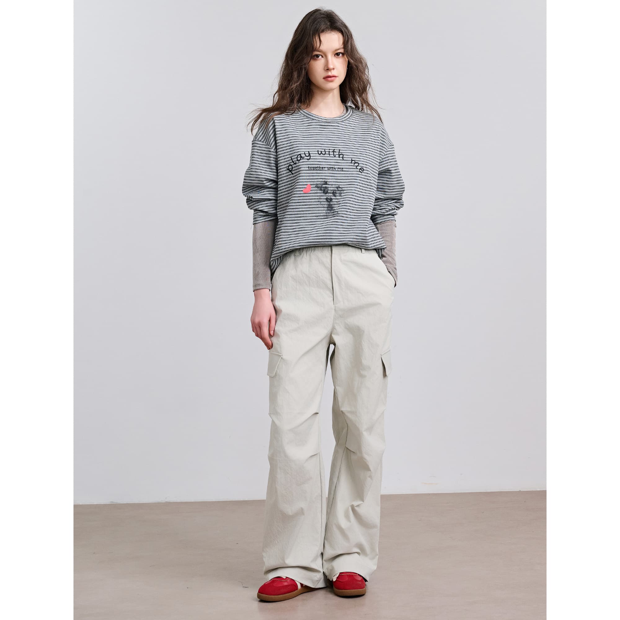 ボーダー服 遊び心溢れるメッセージボーダーロンT