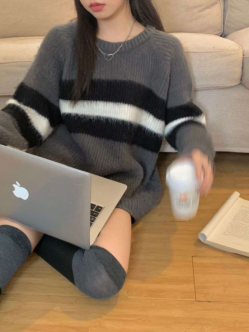 ゆったりボーダーニット ボーダー服