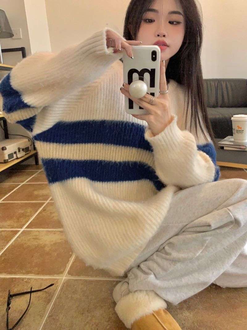 ゆったりボーダーニット ボーダー服
