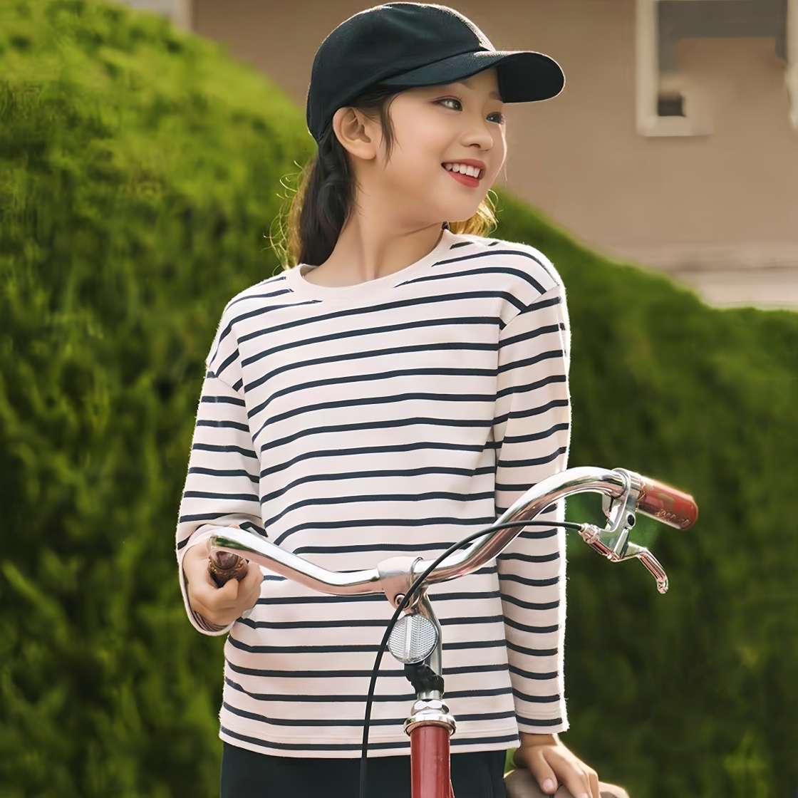 シンプルボーダー長袖カットソー ボーダー服