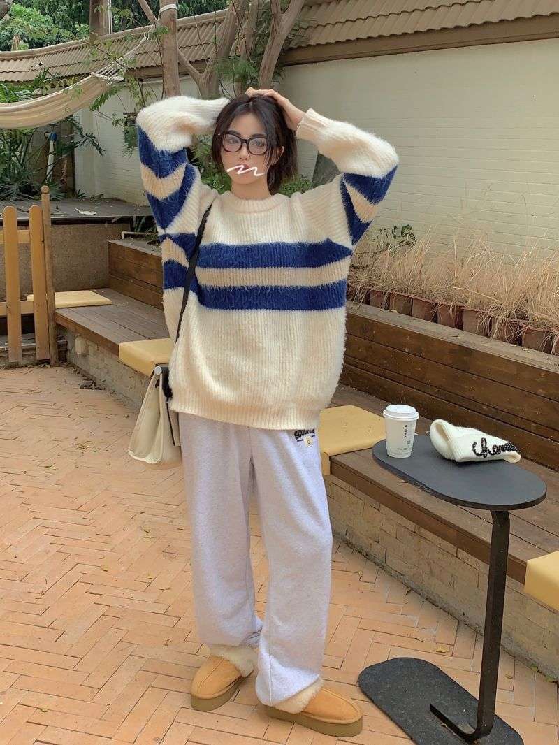 ゆったりボーダーニット ボーダー服