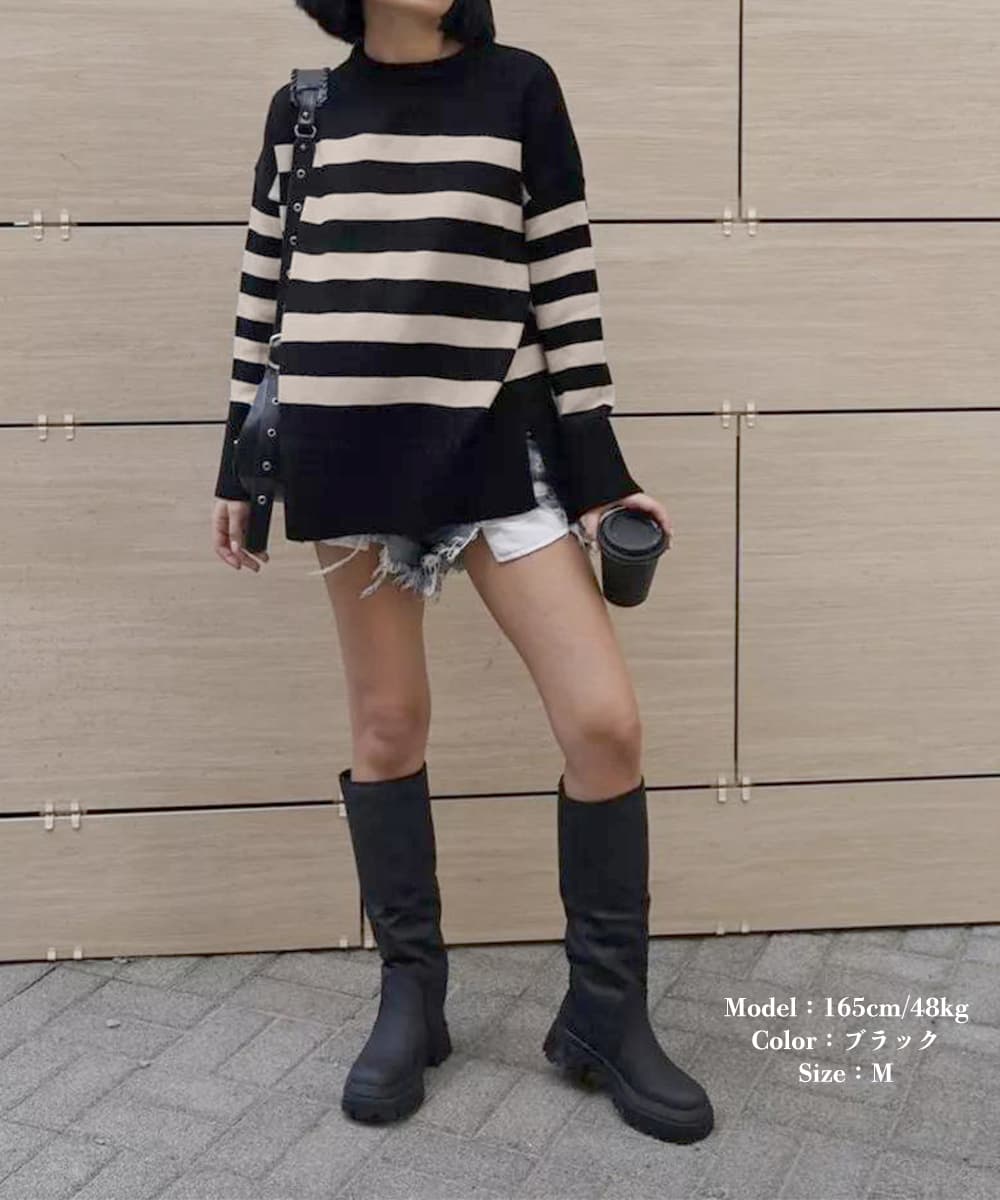 ボーダー服 ボーダーニット レディース 長袖 ゆったり