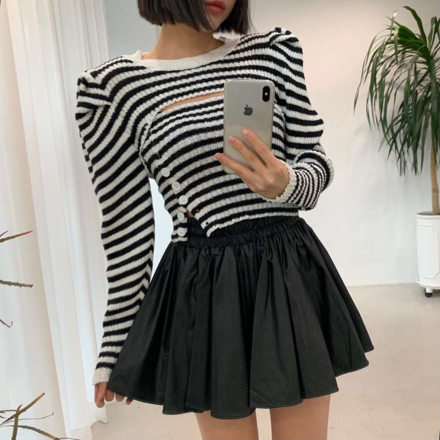 個性的切り替えデザインボーダーニット ボーダー服