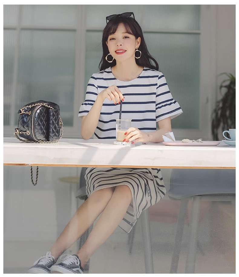 ゆったりシルエットボーダーワンピース ボーダー服