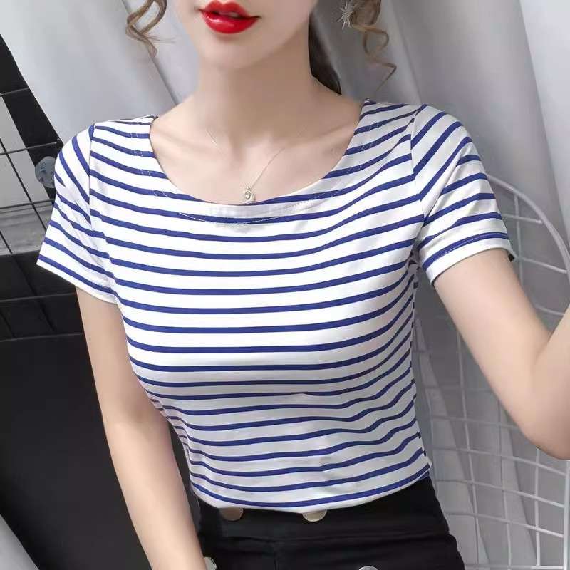 シンプルボーダー柄半袖カットソー ボーダー服