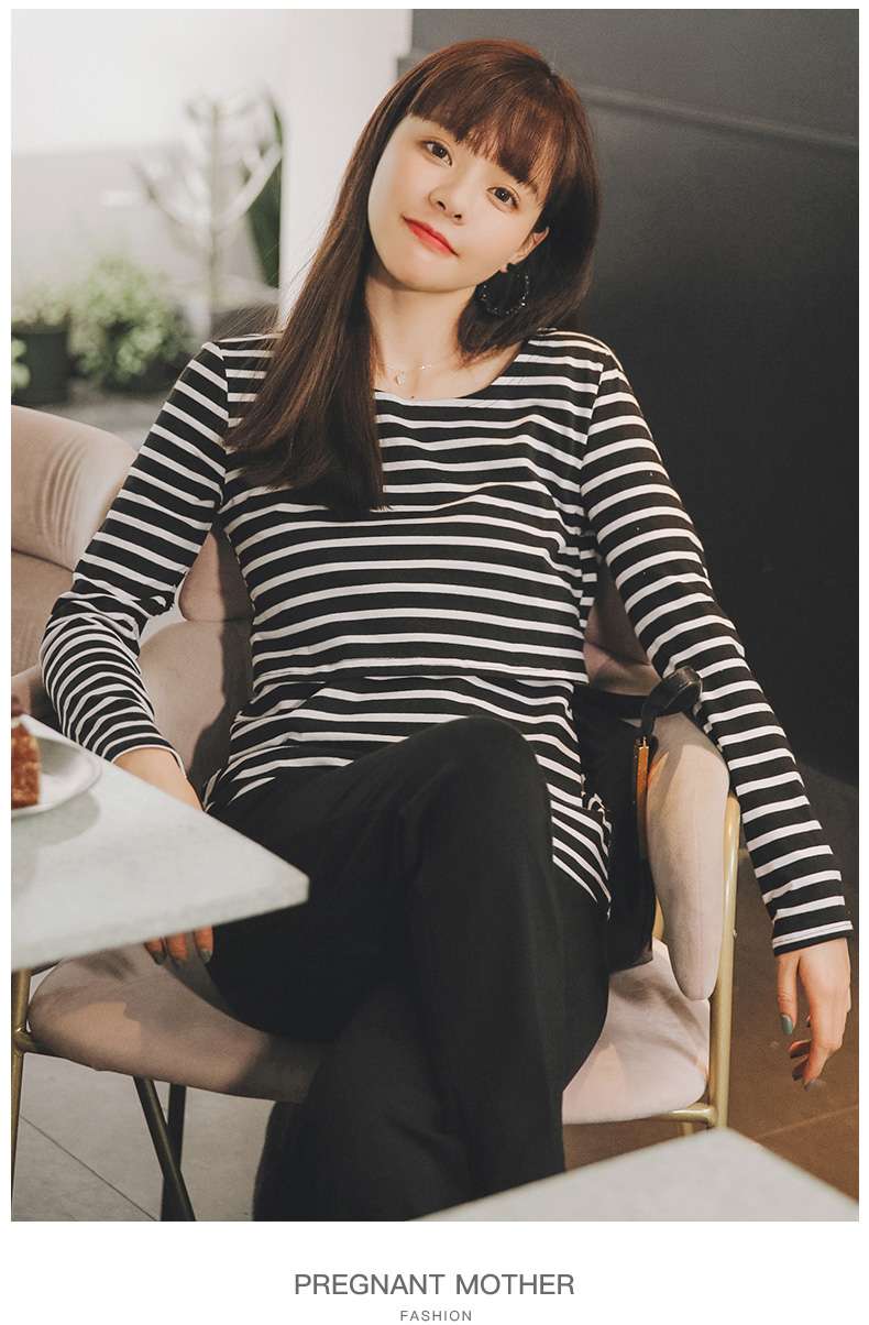 シンプル爽やか ゆるタイトボーダーTシャツ ボーダー服