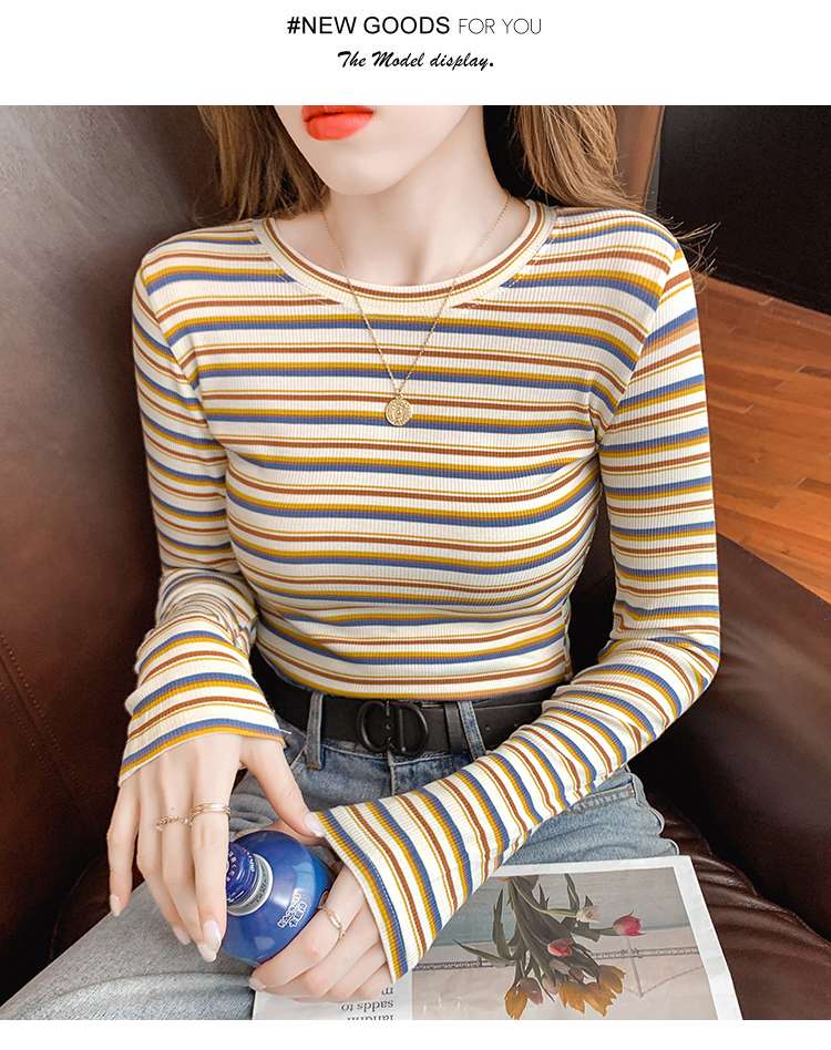 体型をキレイに見せる細ストライプニット ボーダー服
