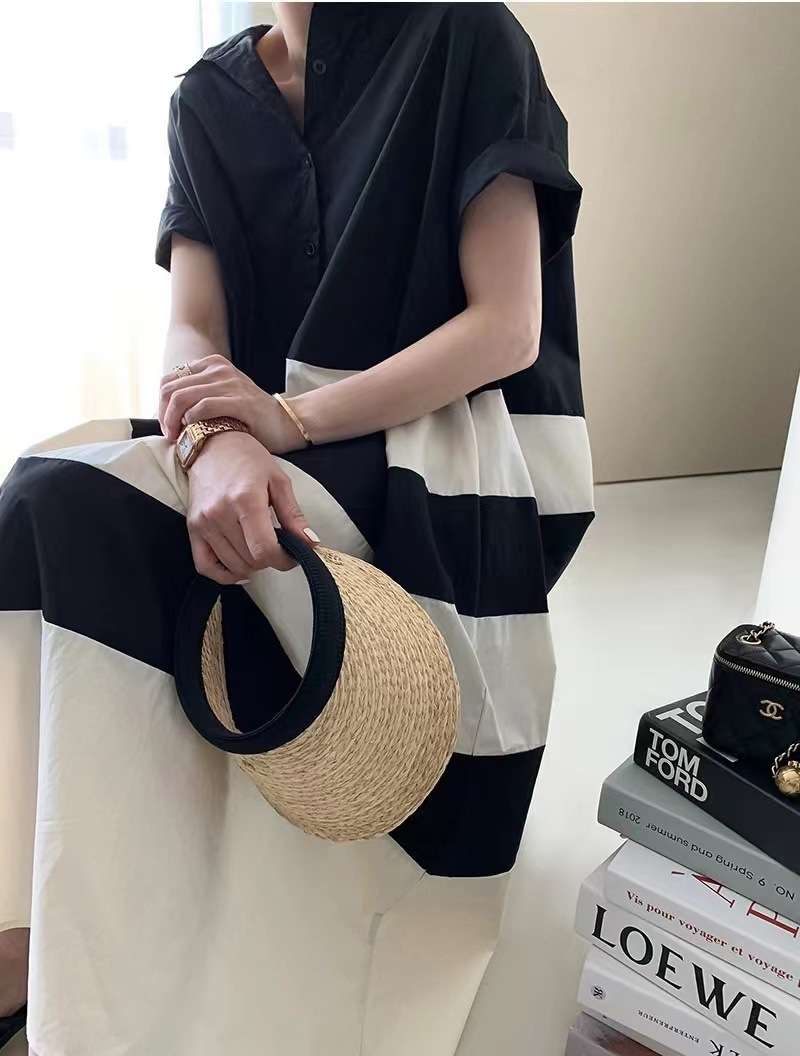 切り替えボーダーシャツワンピース ボーダー服