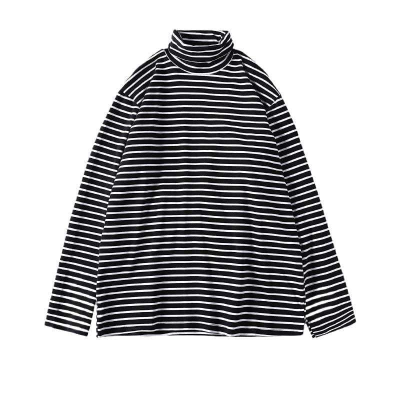 オーバーサイズストライプタートルネック ボーダー服