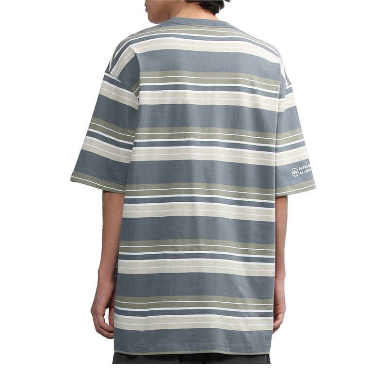 ボーダー服 マルチボーダーオーバーサイズ半袖カットソー
