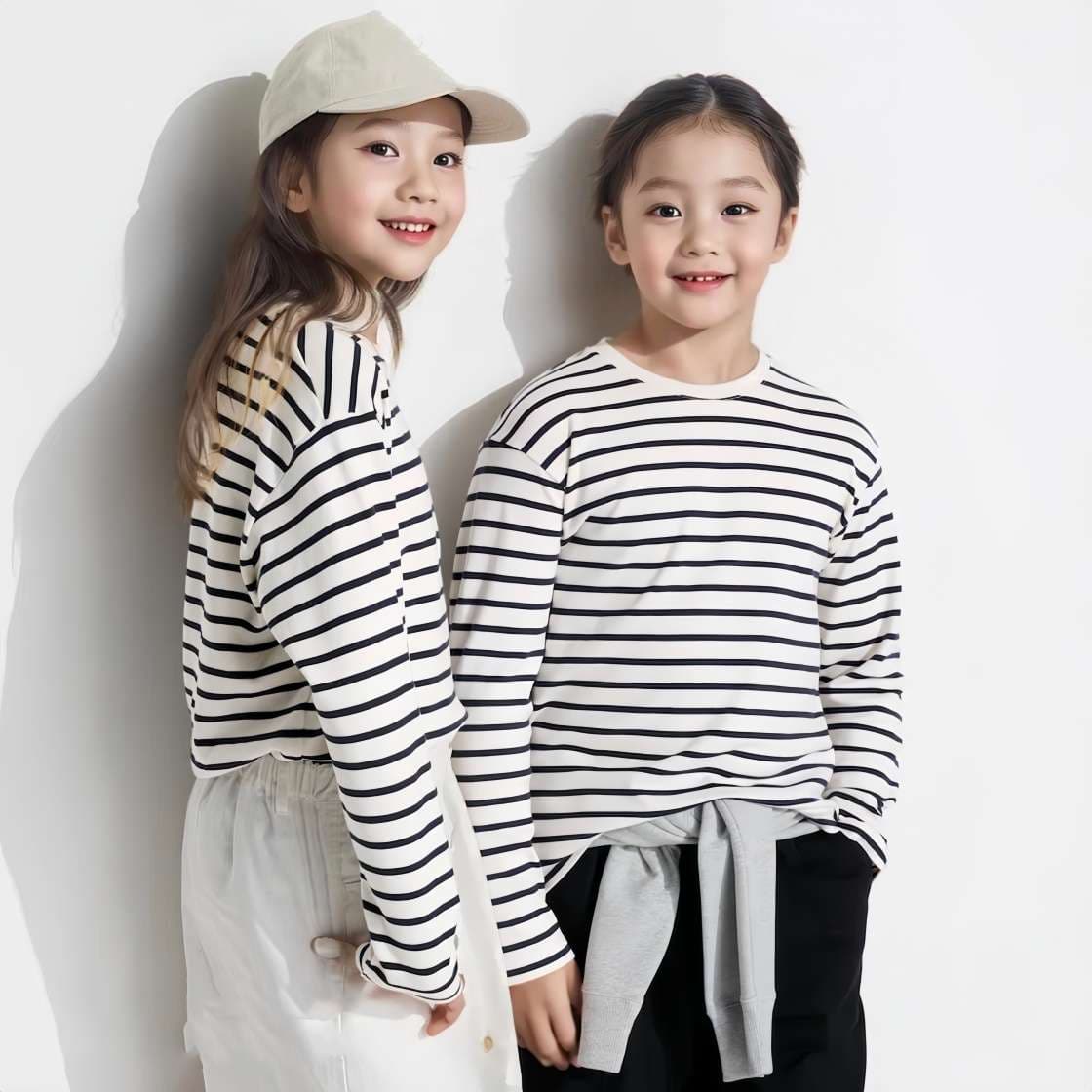 シンプルボーダー長袖カットソー ボーダー服