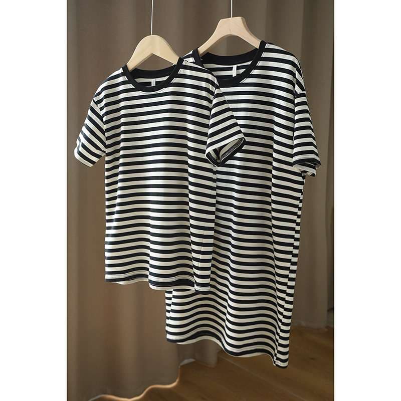 シンプルボーダーTシャツワンピース ボーダー服