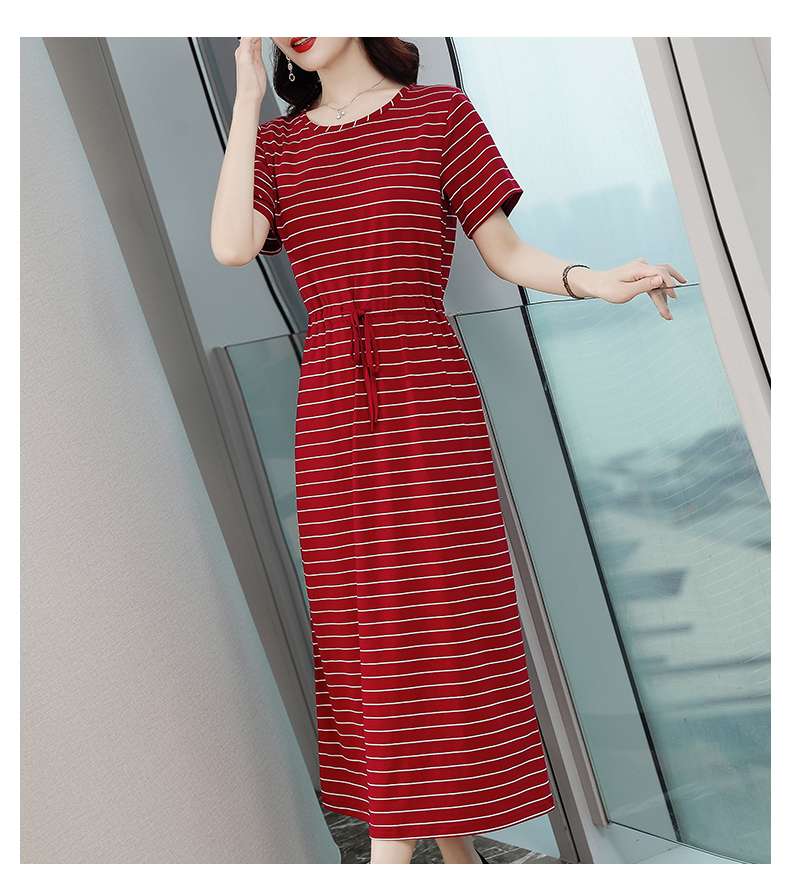 シンプル上品ボーダーマキシワンピース ボーダー服