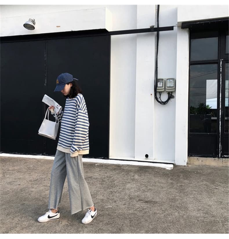 ボーダー服 レディース ボーダー 長袖 プルオーバー カットソー 黒ブルー