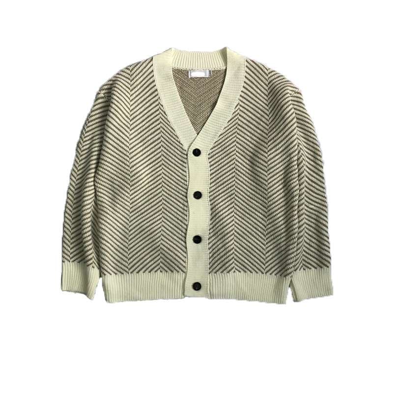 斜めライン柄シンプルカーディガン ボーダー服