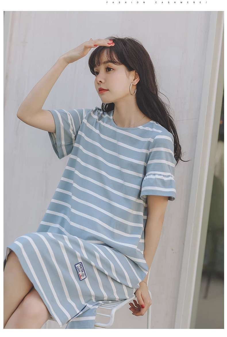 ゆったりシルエットボーダーワンピース ボーダー服