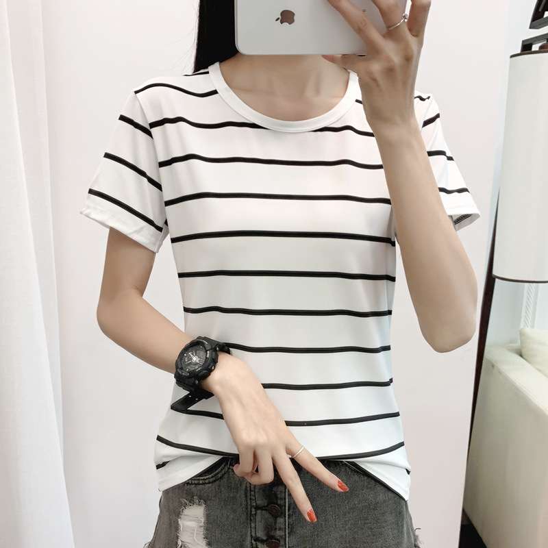 シンプルボーダー半袖カットソー ボーダー服