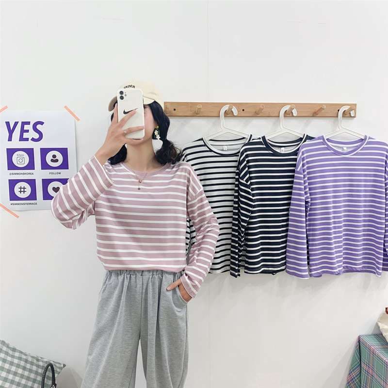 ゆったりカジュアルボーダーTシャツ ボーダー服