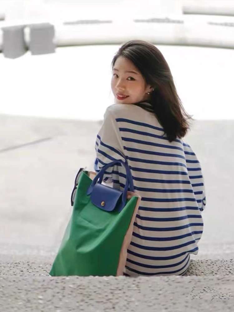 ゆったりボーダーニットワンピース ボーダー服