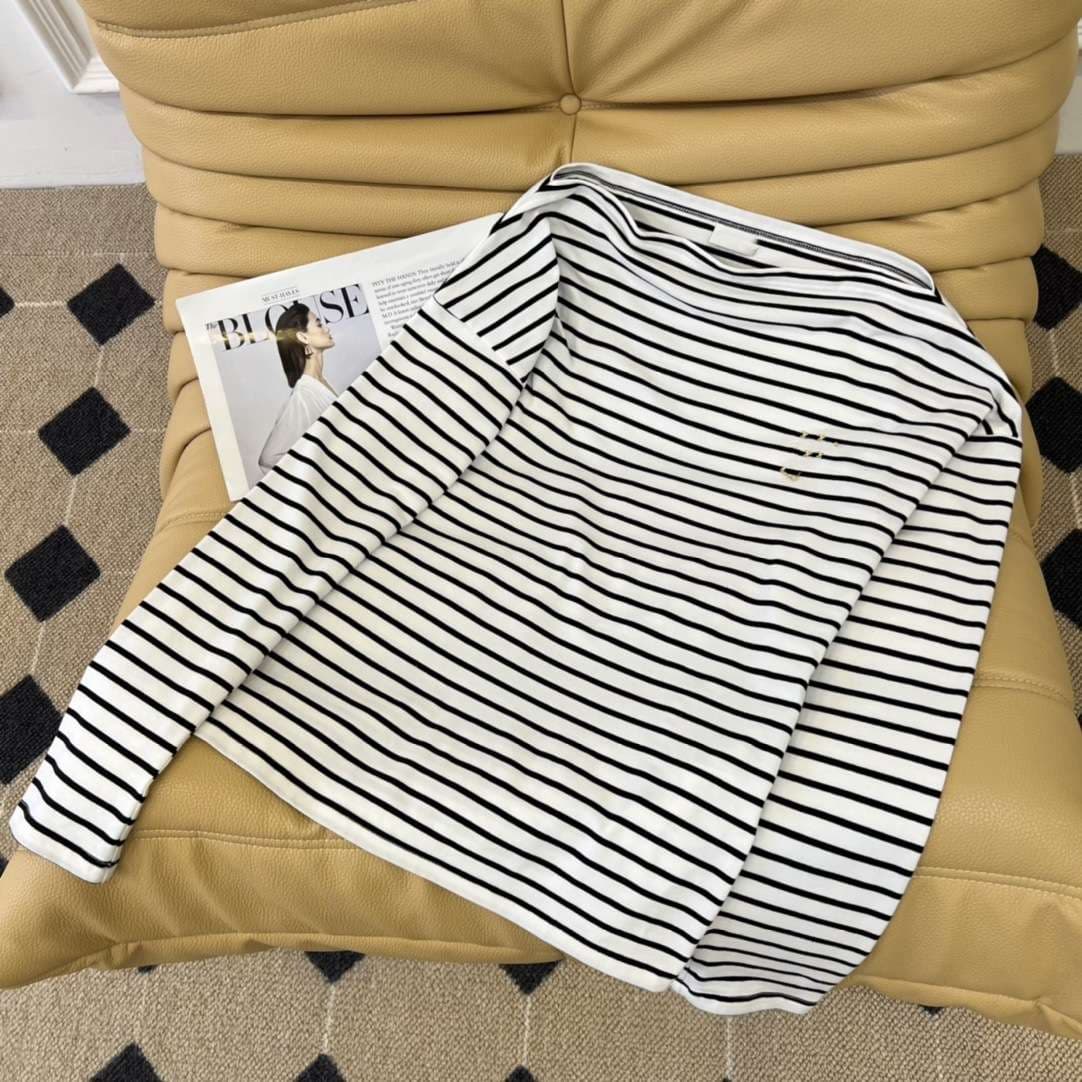 オフショルダーボーダーロンT ボーダー服