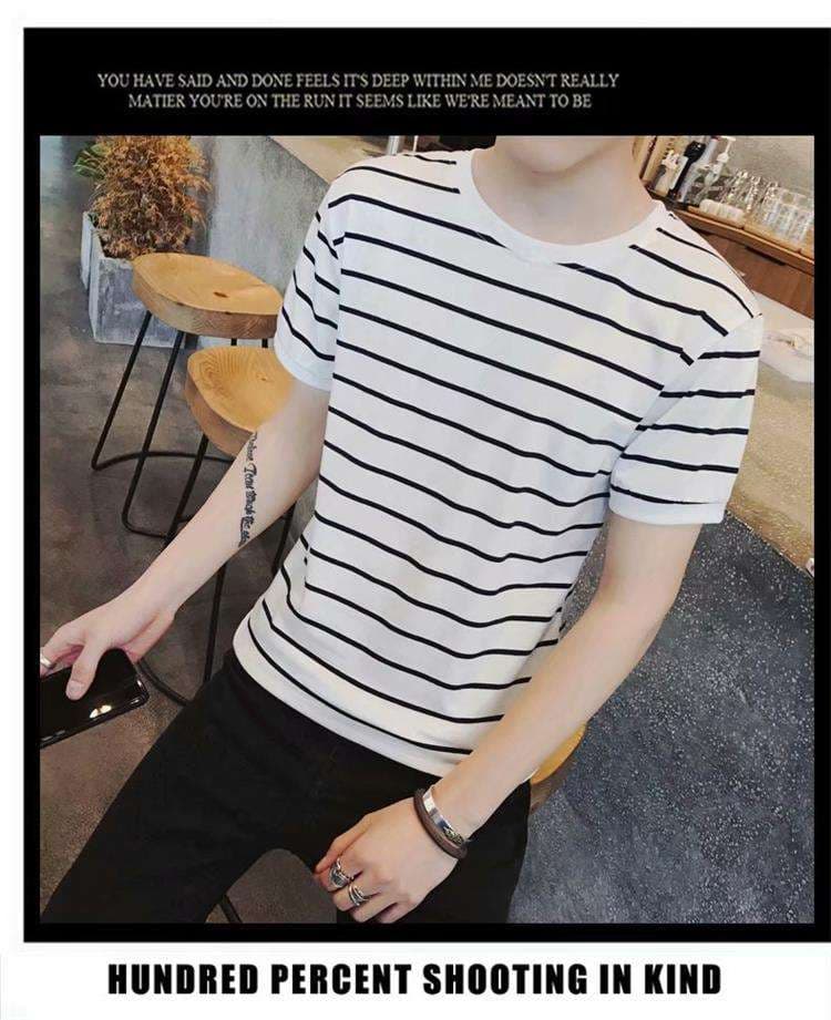 シンプル爽やか半袖ボーダーTシャツ ボーダー服