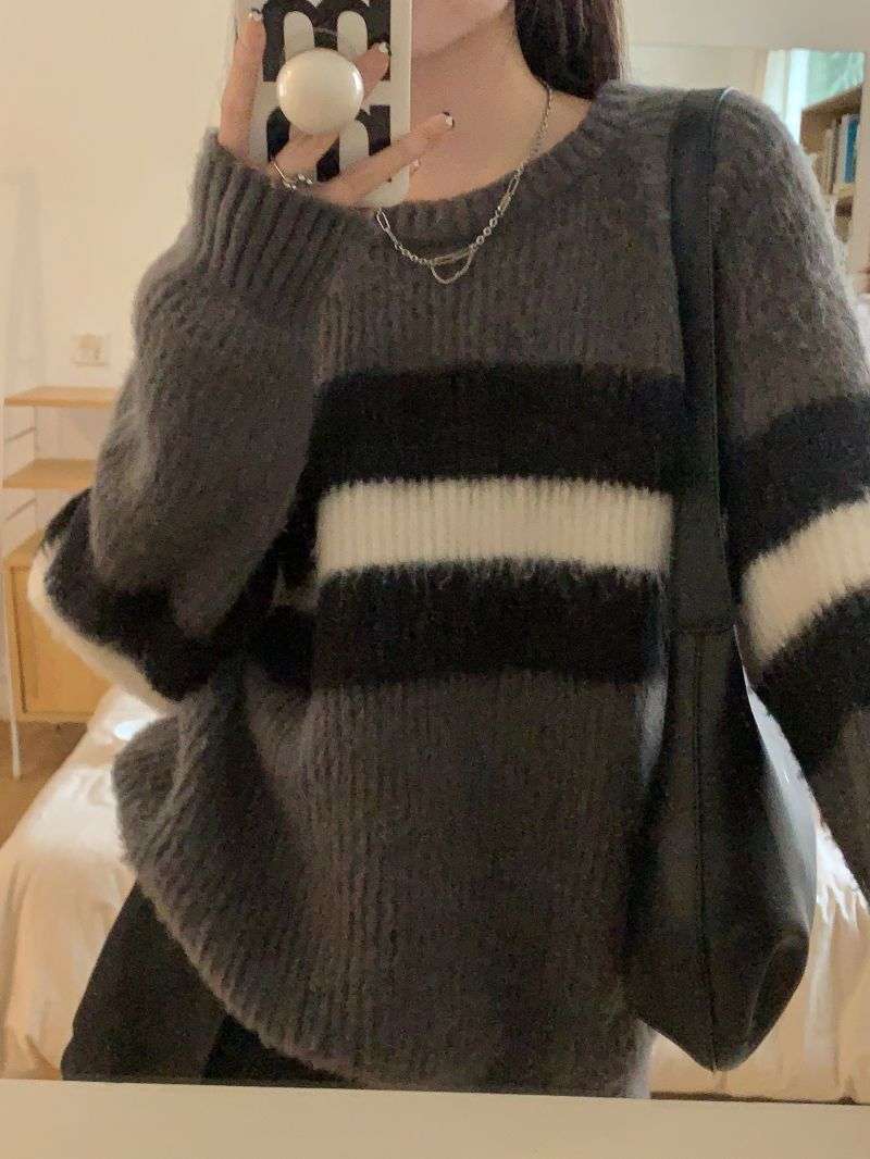 ゆったりボーダーニット ボーダー服