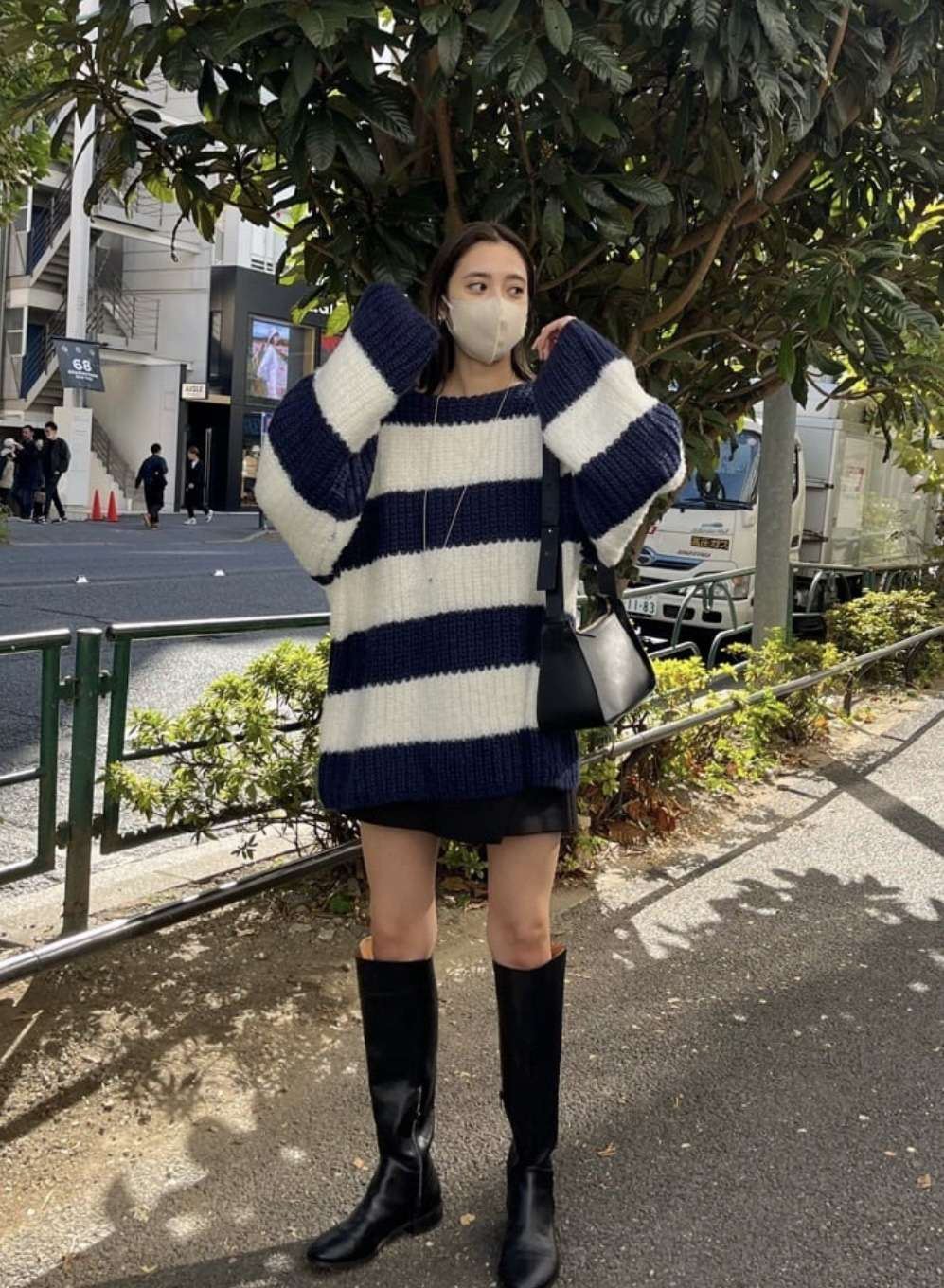 ゆったりボーダーニットプルオーバー ボーダー服