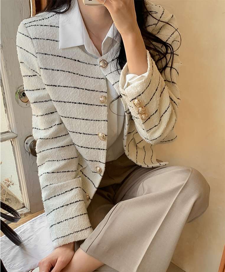 上品ボーダーカーディガン ボーダー服