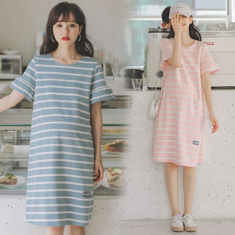 ゆったりシルエットボーダーワンピース ボーダー服