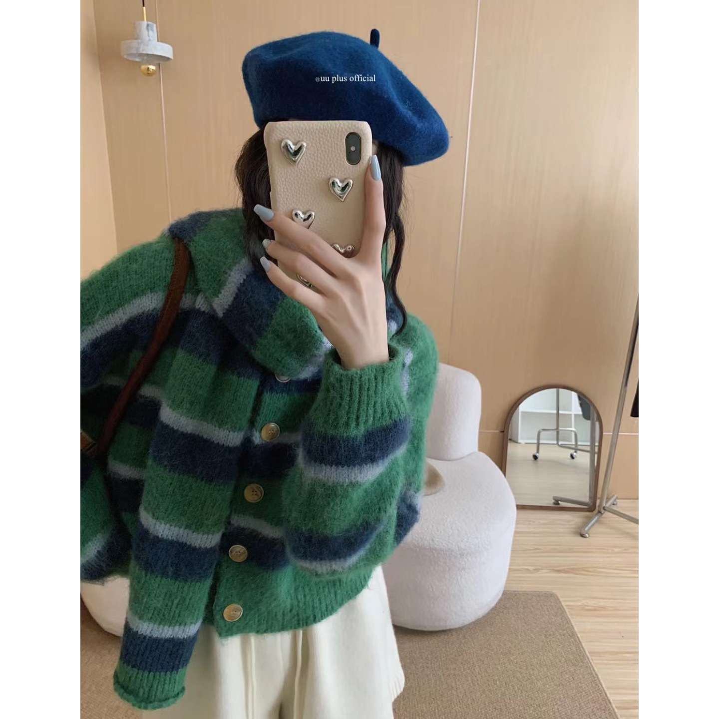 ゆったりボーダーニットカーディガン ボーダー服