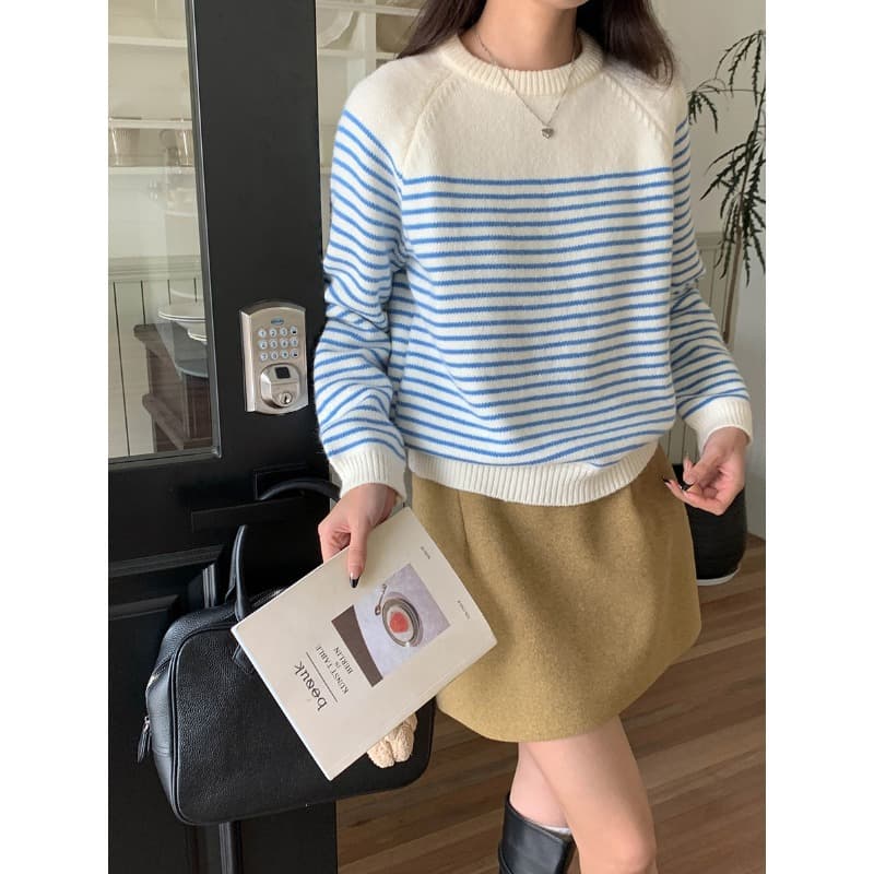 リラックスボーダーニットプルオーバー ボーダー服